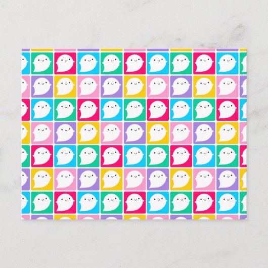 Kleurrijke Kawaii Little Ghosts Briefkaart (Voorkant)
