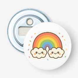 Kleurrijke Kawaii Rainbow Pride Button Flesopener