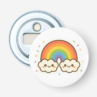 Kleurrijke Kawaii Rainbow Pride Button Flesopener