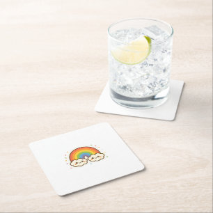 Kleurrijke Kawaii Rainbow Pride Kartonnen Onderzetters