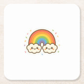 Kleurrijke Kawaii Rainbow Pride Kartonnen Onderzetters (Voorkant)