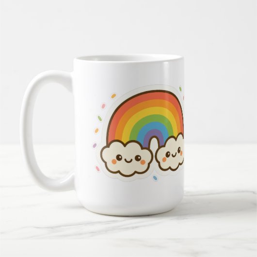 Kleurrijke Kawaii Rainbow Pride Koffiemok (Links)
