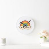 Kleurrijke Kawaii Rainbow Pride Ronde Klok (Huis)