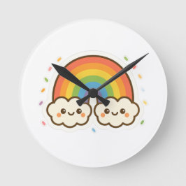 Kleurrijke Kawaii Rainbow Pride Ronde Klok