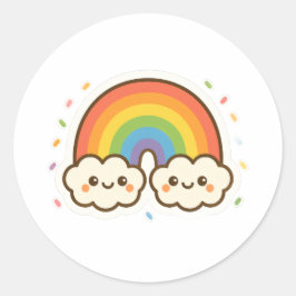 Kleurrijke Kawaii Rainbow Pride Ronde Sticker