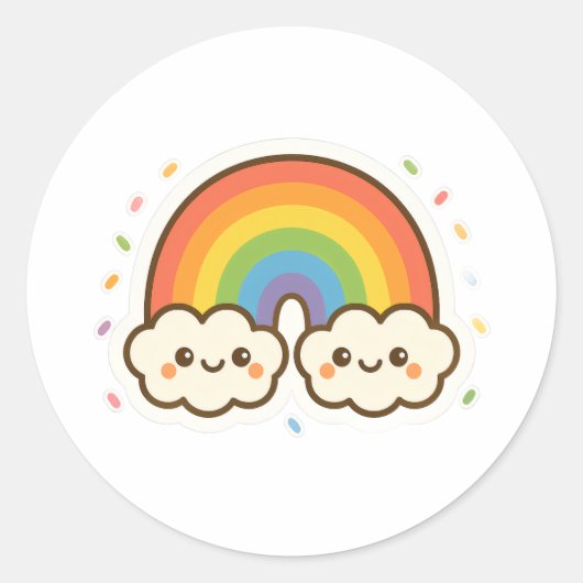 Kleurrijke Kawaii Rainbow Pride Ronde Sticker (Voorkant)