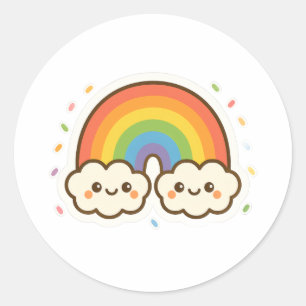 Kleurrijke Kawaii Rainbow Pride Ronde Sticker