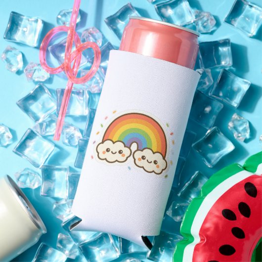 Kleurrijke Kawaii Rainbow Pride Seltzer Blikjeskoeler (Insitu Zomer)