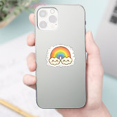 Kleurrijke Kawaii Rainbow Pride Sticker (Telefoon)