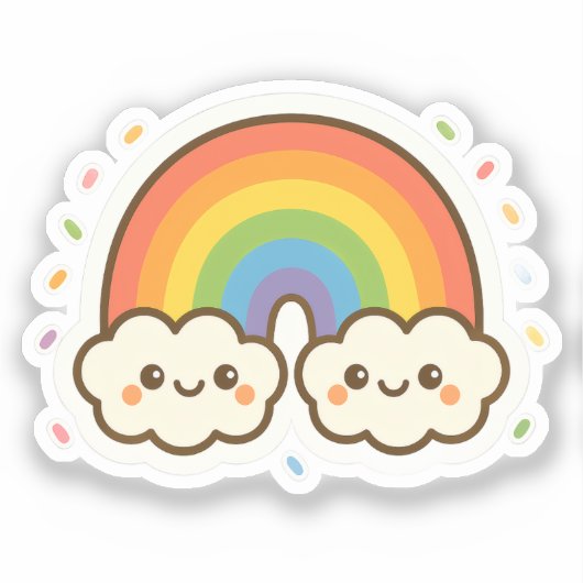 Kleurrijke Kawaii Rainbow Pride Sticker (Voorkant)