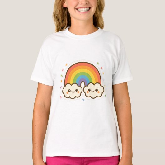 Kleurrijke Kawaii Rainbow Pride T-shirt (Voorkant)