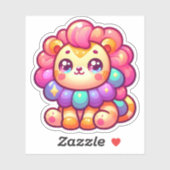Kleurrijke Kawaii Regenboog Leeuw met Sparkly Mane Sticker (Vel)
