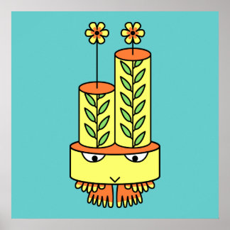 Kleurrijke kawaii schattige cartoon karakter poste poster