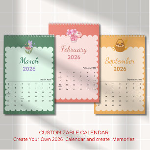 Kleurrijke Kawaii Seizoenen Elke Maand Kalender