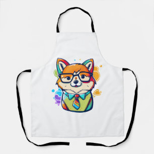 Kleurrijke Kawaii Shiba Inu Hipster 2 Schort