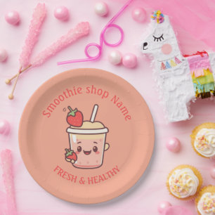 Kleurrijke Kawaii Zoete yoghurt Smoothies fruit Sa Papieren Bordje