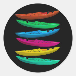 Kleurrijke Kayaks voor buitenavontuur kayaking boa Ronde Sticker