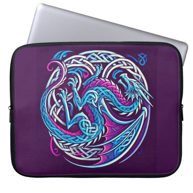 Kleurrijke Keltische draak ook Laptop Sleeve (Voorkant)