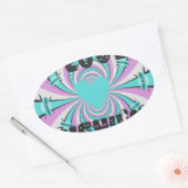 Kleurrijke Kenia Liefde: Paarse Cyaan Wit Grappig Ovale Sticker (Envelop)