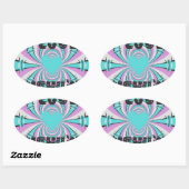 Kleurrijke Kenia Liefde: Paarse Cyaan Wit Grappig Ovale Sticker (Vel)