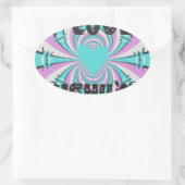 Kleurrijke Kenia Liefde: Paarse Cyaan Wit Grappig Ovale Sticker (Tas)