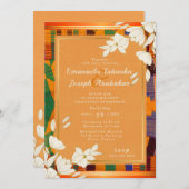 Kleurrijke Kente bruiloft uitnodiging Ankara (Voorkant / Achterkant)