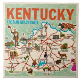 Kleurrijke  Kentucky kaart Tegeltje