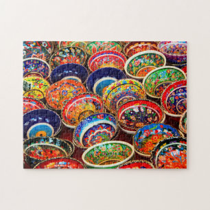 Kleurrijke Keramische Kommen Decoratieve Aardewerk Legpuzzel