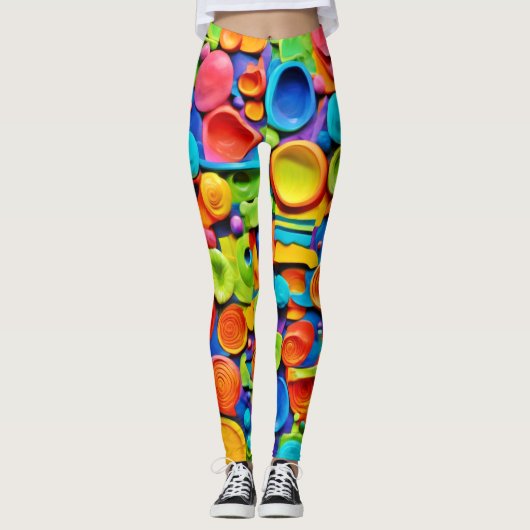 Kleurrijke keramische kunst leggings (Voorkant)