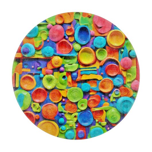 Kleurrijke keramische kunst snijplank (Voorkant)