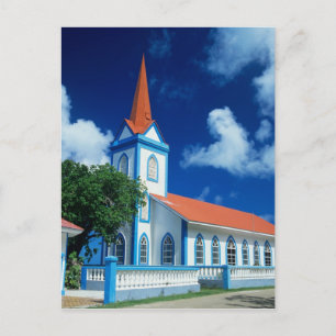 Kleurrijke kerk op het eiland Tahaa in de Briefkaart
