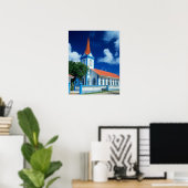 Kleurrijke kerk op het eiland Tahaa in de Poster (Thuiskantoor)