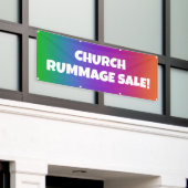 Kleurrijke Kerk Rummage Sale Banner (Buitenkant Gebouw)