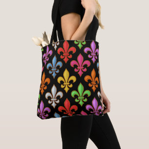 Kleurrijke Kerkermeisjes Bloemen Zwart  Tote Bag