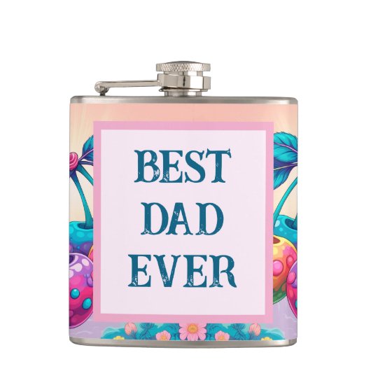 Kleurrijke kers met beste vader ooit heupfles (Voorkant)