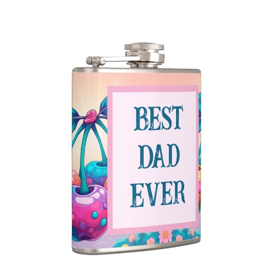 Kleurrijke kers met beste vader ooit heupfles (Rechts)