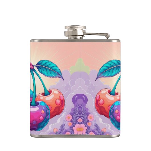 Kleurrijke kers met beste vader ooit heupfles (Achterkant)