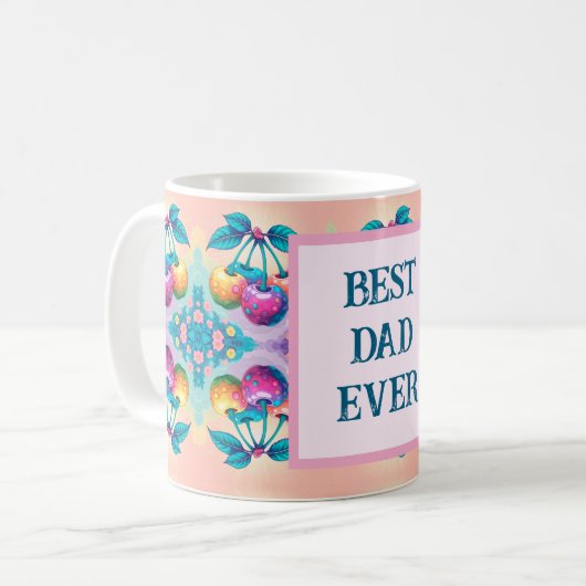 Kleurrijke kers met beste vader ooit koffiemok (Voorkant links)