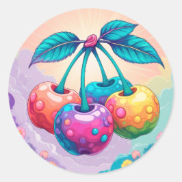 Kleurrijke kers voor de zomer ronde sticker