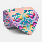 Kleurrijke kers voor Vaderdag Stropdas (Opgerold)