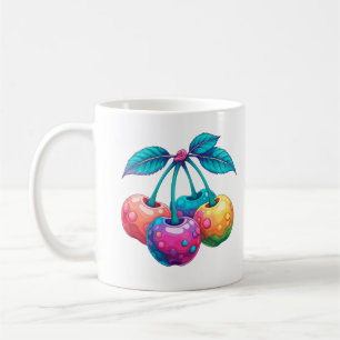 Kleurrijke kersen koffiemok