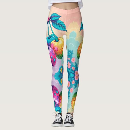 Kleurrijke kersen leggings (Voorkant)