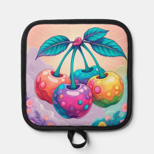 Kleurrijke kersen pannenlap (Voorkant)