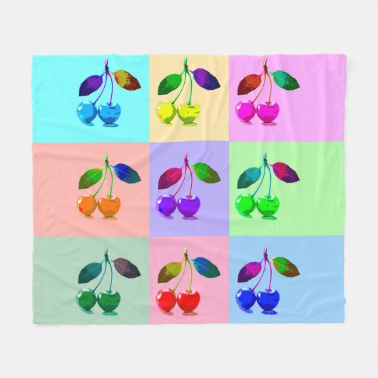 Kleurrijke Kersen - Pop Art Fleece Deken (Voorkant (Horizontaal))
