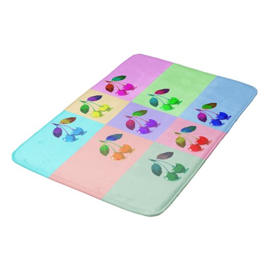 Kleurrijke kersen - Pop kunst Badmat (Gekanteld)