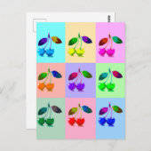 Kleurrijke kersen - Pop kunst Briefkaart (Voorkant / Achterkant)