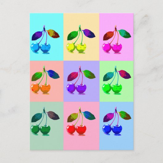 Kleurrijke kersen - Pop kunst Briefkaart (Voorkant)
