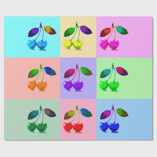 Kleurrijke kersen - Pop kunst Cadeaupapier (Vlak)