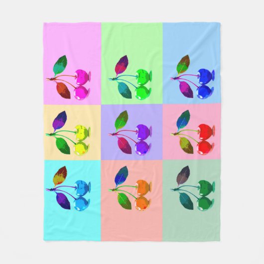 Kleurrijke kersen - Pop kunst Fleece Deken (Voorkant)
