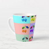 Kleurrijke kersen - Pop kunst Latte Mok (Linkerhoek)